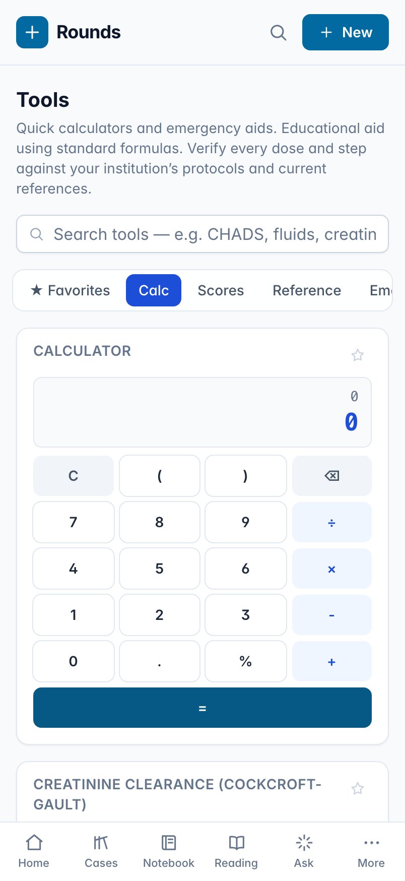 Clinical tools and calculators